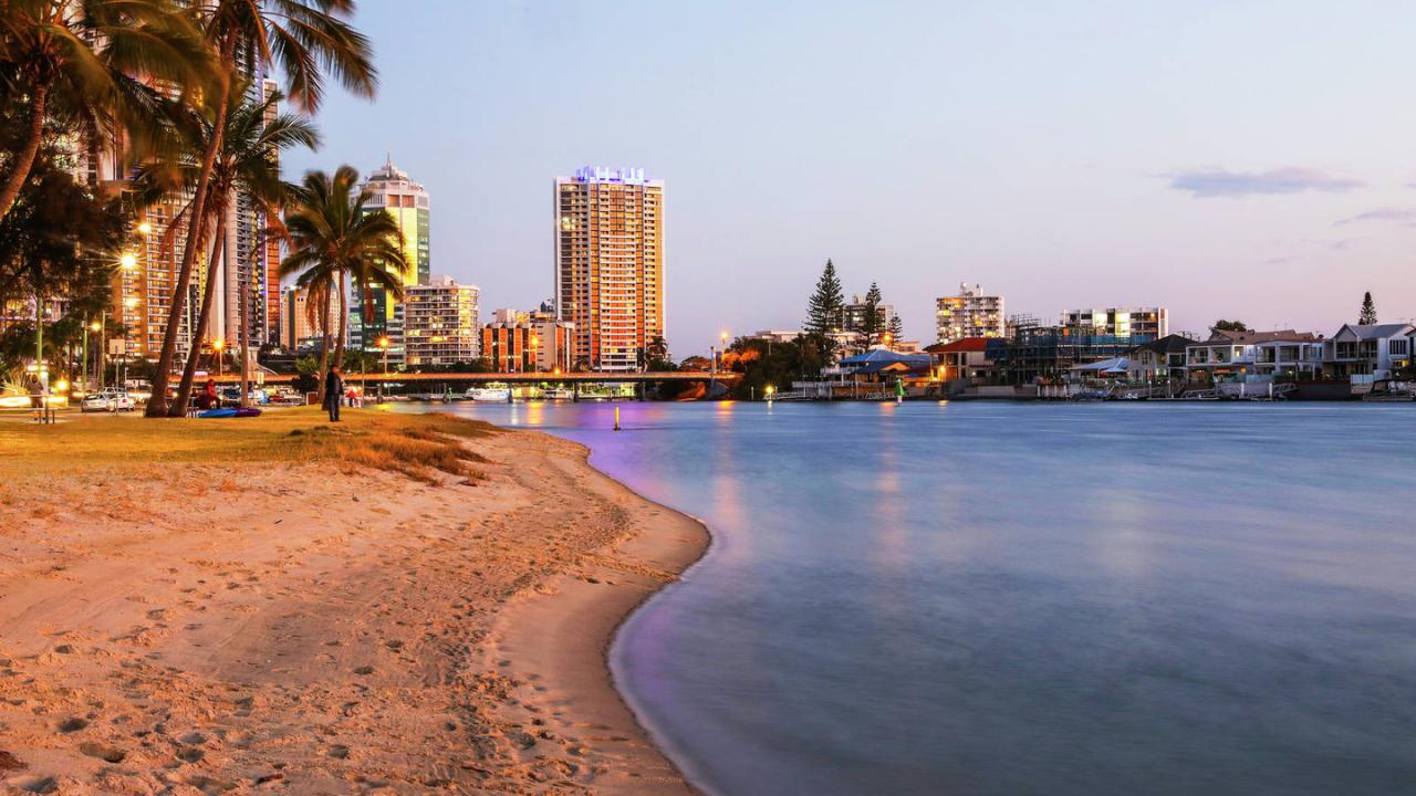 Sunset views form Budds Beach, Surfers Paradise, Gold Coast