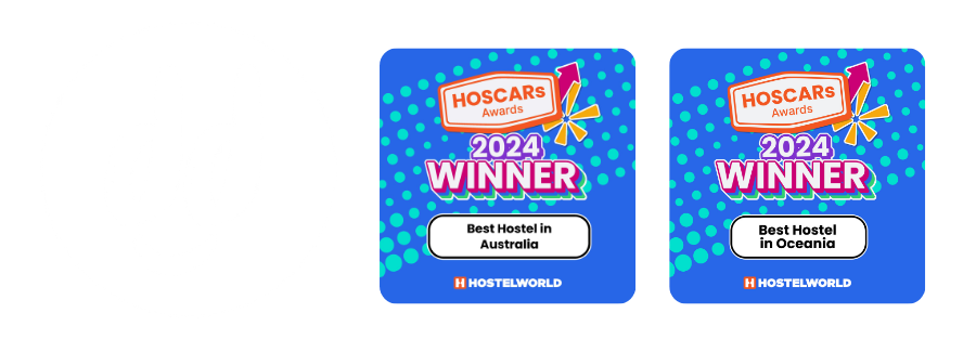 WINNER OF THE BEST HOSTEL IN AUSTRALIA and OCEANIA 2024 awarded by @hostelworld at their annual HOSCARS