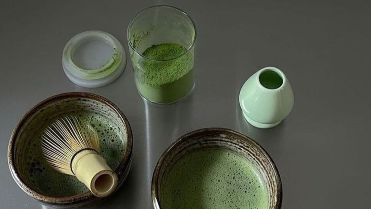 Matcha ingredients and utensils