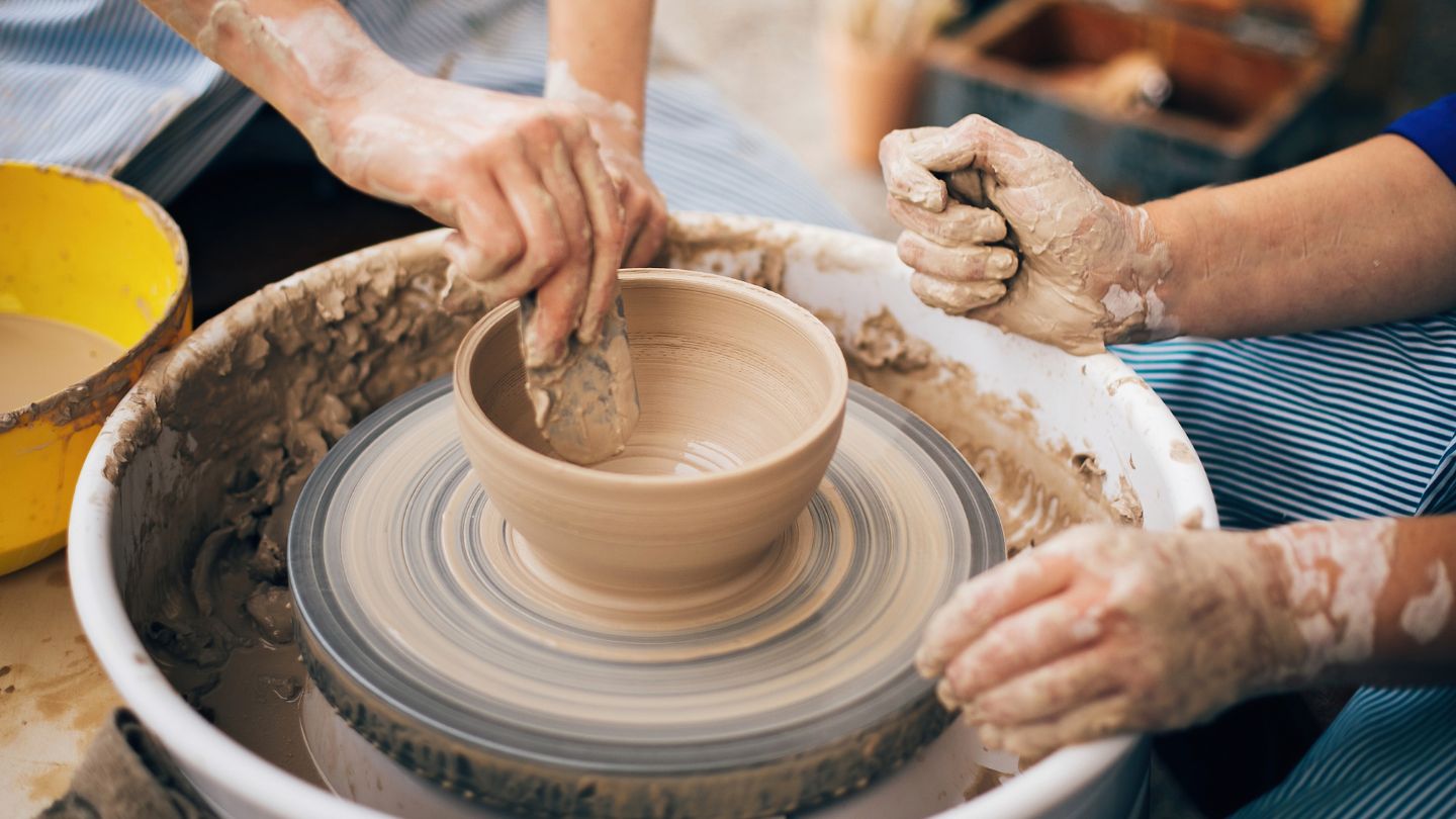 close up of Pottery making